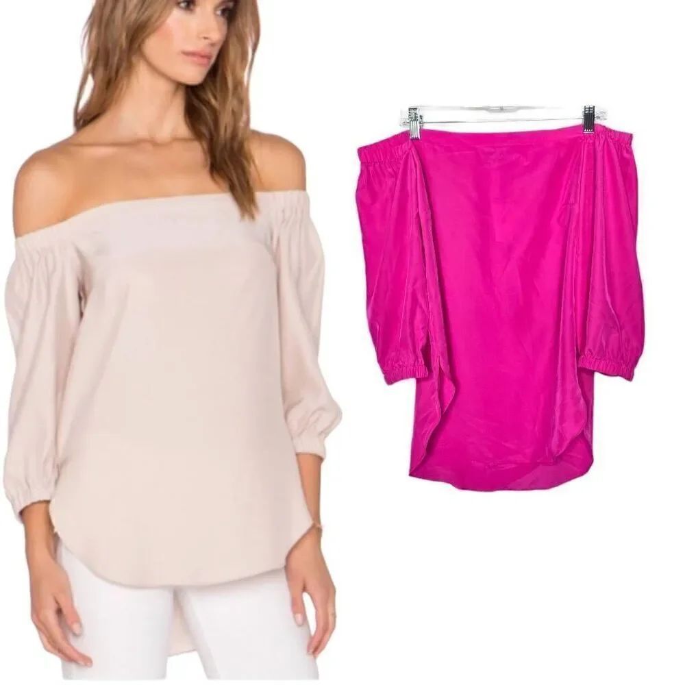 Amanda U. Dakota Pink Off Shoulder Hi/Low Blouse Size Small